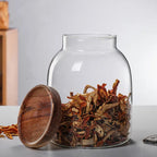 Bocal verre borosilicate hermétique – Rangement cuisine couvercle bois étanche Dropshipman