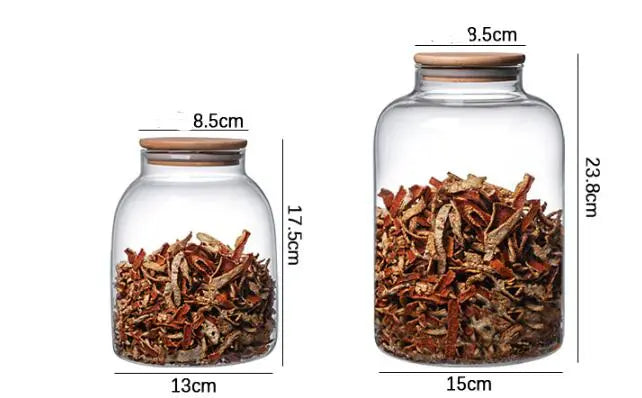 Bocal verre borosilicate hermétique – Rangement cuisine couvercle bois étanche Dropshipman