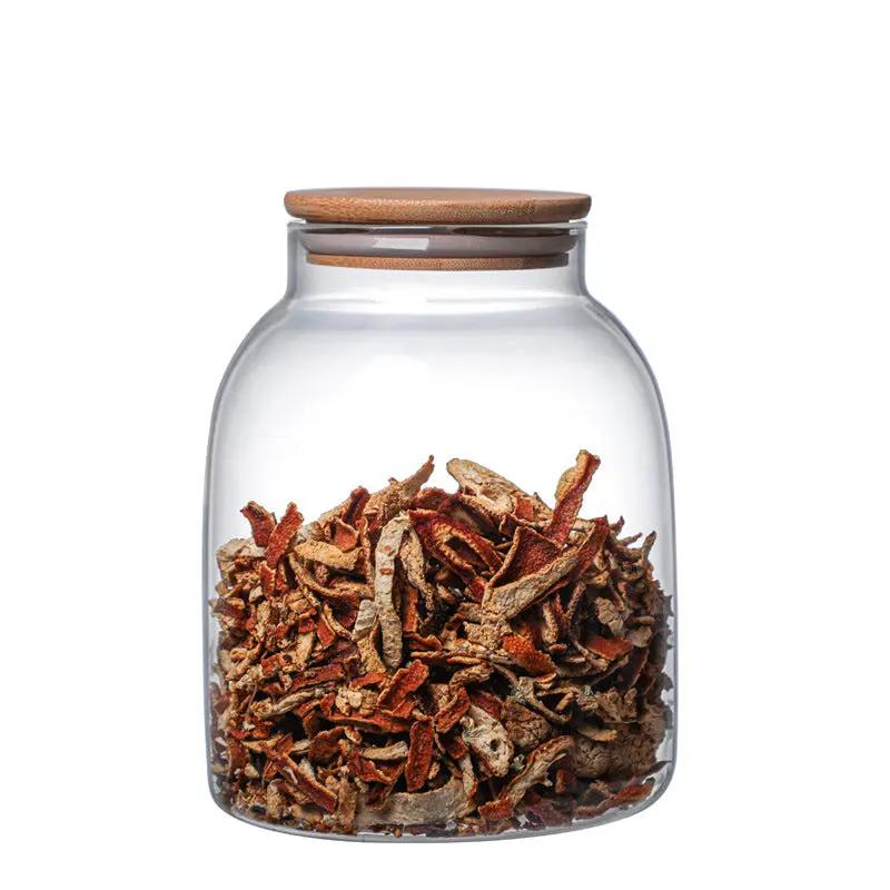 Bocal verre borosilicate hermétique – Rangement cuisine couvercle bois étanche
