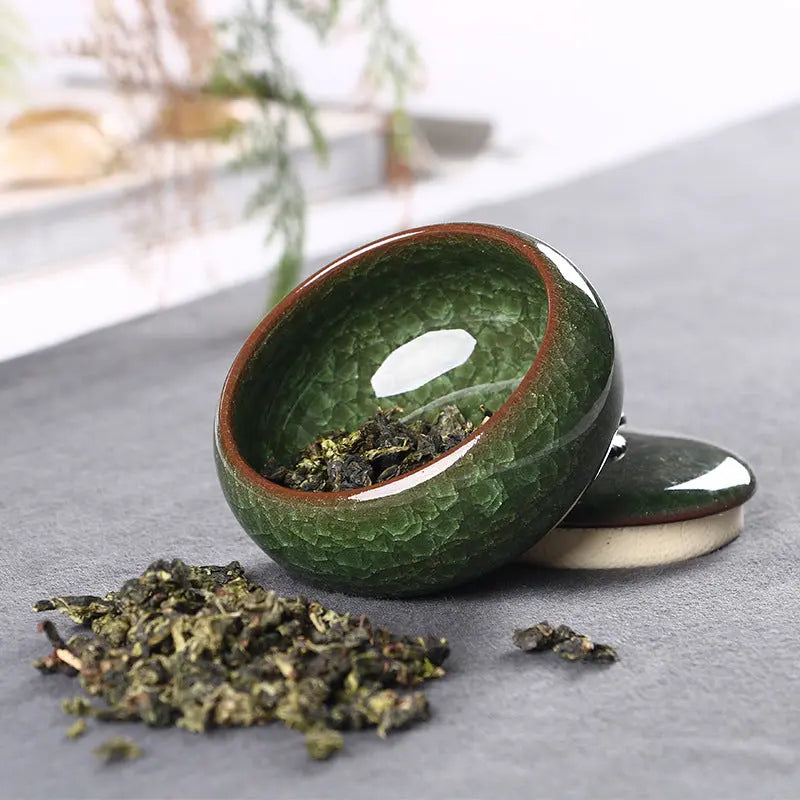 Boîte thé céramique glaçure craquelée – Mini pot chinois stockage sable violet Dropshipman
