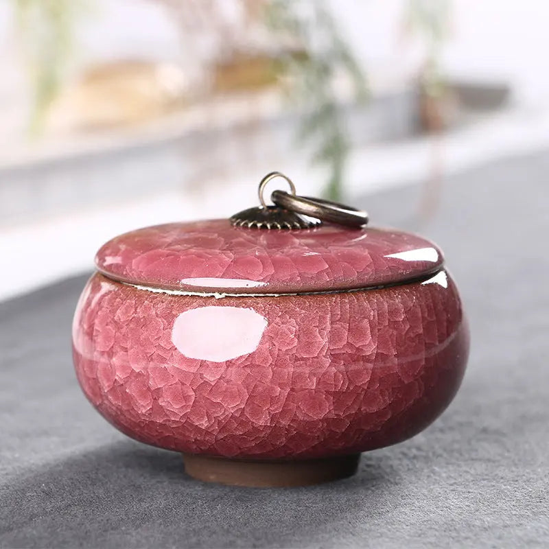 Boîte thé céramique glaçure craquelée – Mini pot chinois stockage sable violet Dropshipman