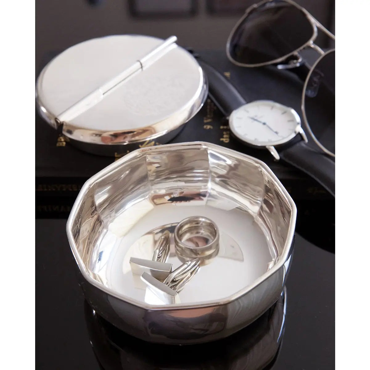 Bol EDZARD, bol décoratif, bol de service Dix, 10 faces, lourd argenté, diamètre 10 cm, hauteur 4 cm EDZARD-SHOP.com