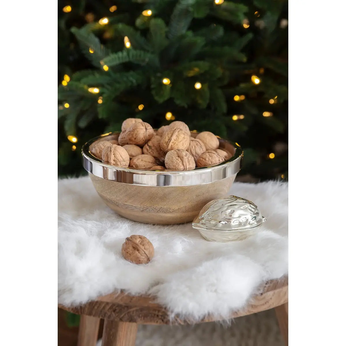 Bol Grace (Ø 20 cm), bois de manguier avec bord en acier inoxydable EDZARD-SHOP.com