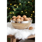 Bol Grace (Ø 20 cm), bois de manguier avec bord en acier inoxydable EDZARD-SHOP.com