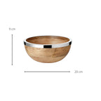 Bol Grace (Ø 20 cm), bois de manguier avec bord en acier inoxydable EDZARD-SHOP.com