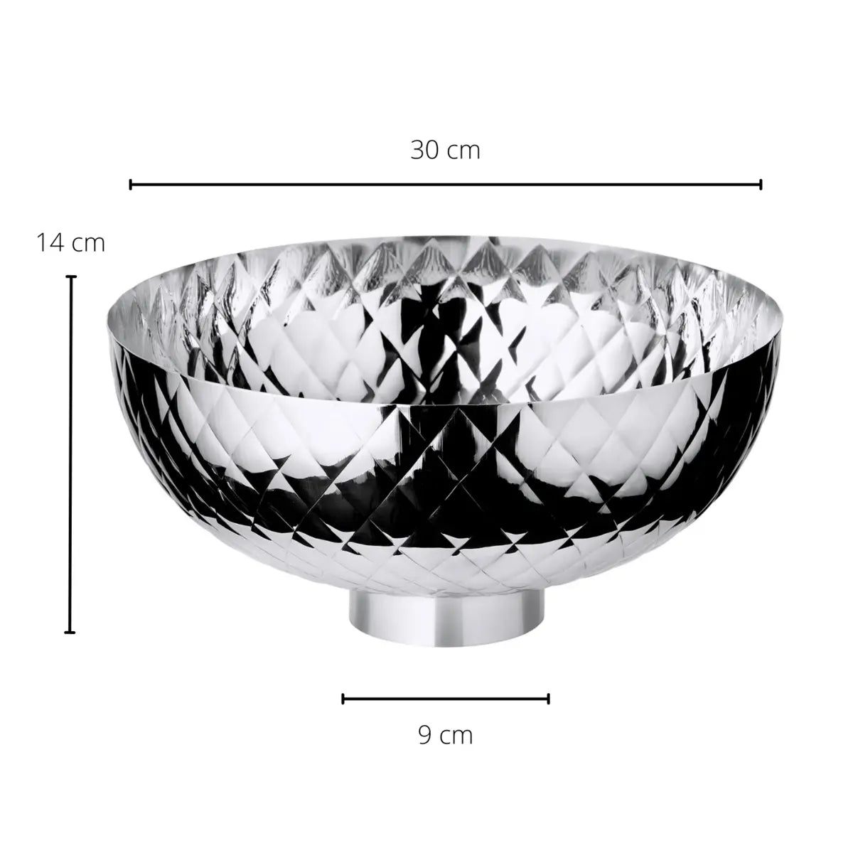 Bol Leonora (Ø 30 cm, hauteur 14 cm), acier inoxydable martelé et hautement poli EDZARD-SHOP.com