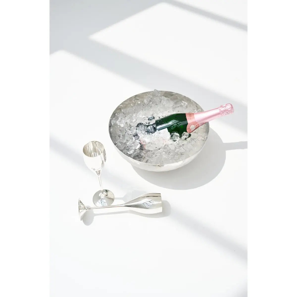 Bol Leonora (Ø 30 cm, hauteur 14 cm), acier inoxydable martelé et hautement poli EDZARD-SHOP.com