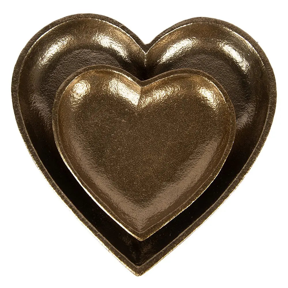 Bol décoratif Coeur 21x21x2 cm Aluminium doré Clayre & Eef.