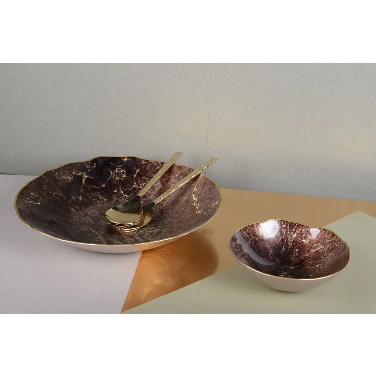 Bol marron avec bord doré 20cm AULICA