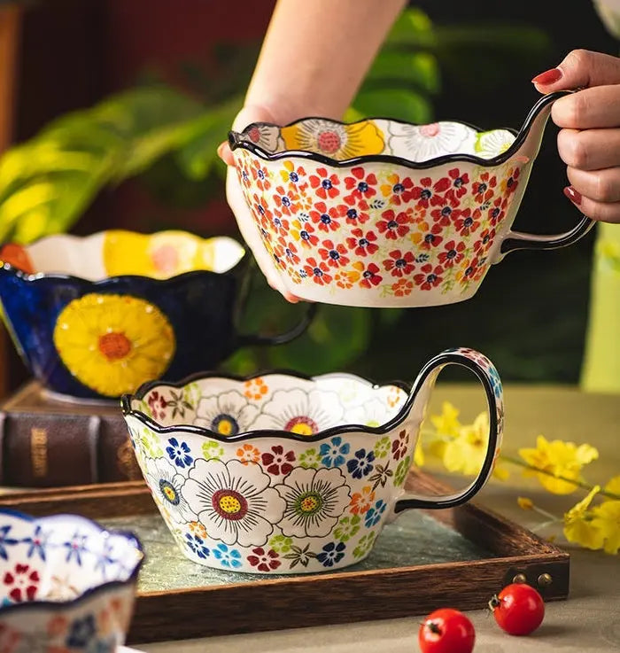 Bol peint main céramique soupe nouilles salade – Artisanal traditionnel Dropshipman