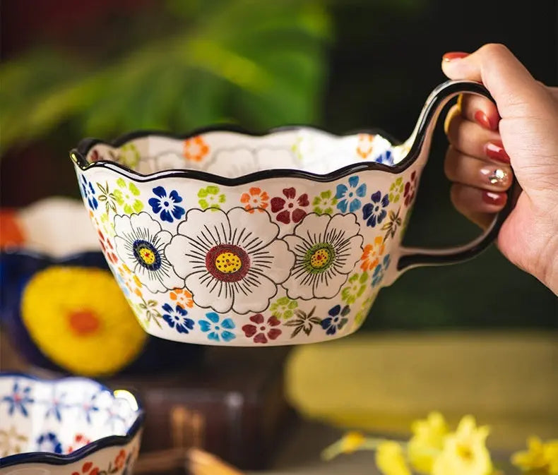 Bol peint main céramique soupe nouilles salade – Artisanal traditionnel Dropshipman