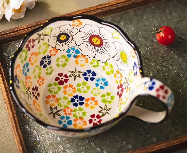 Bol peint main céramique soupe nouilles salade – Artisanal traditionnel Dropshipman