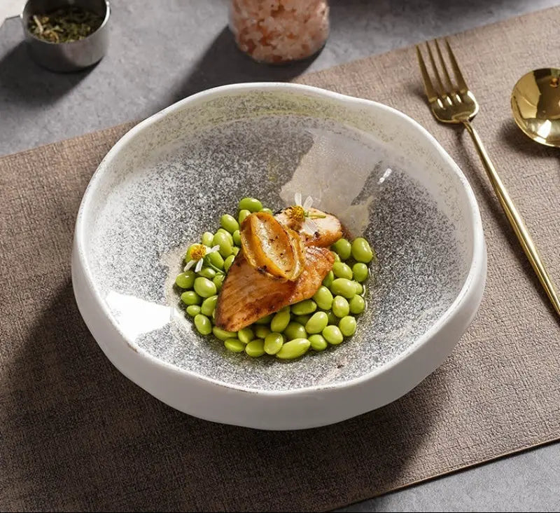 Bol salade créatif céramique dentelle élégant – Vaisselle porcelaine irrégulière ciel étoilé Dropshipman