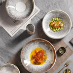 Bol salade créatif céramique dentelle élégant – Vaisselle porcelaine irrégulière ciel étoilé Dropshipman