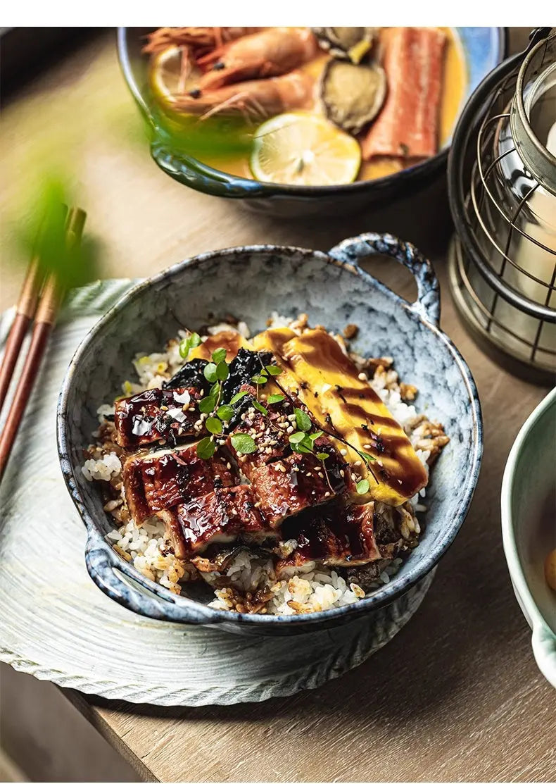 Bols japonais double oreille vaisselle céramique – Set table traditionnel artisanal Dropshipman