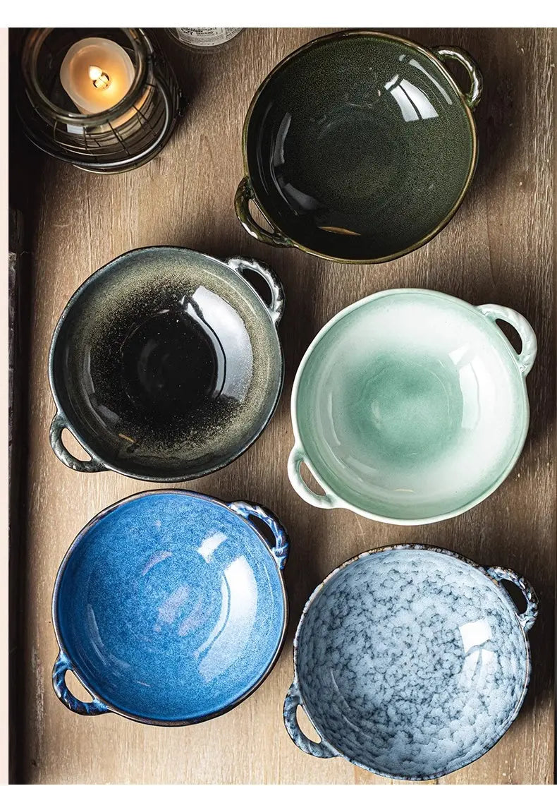 Bols japonais double oreille vaisselle céramique – Set table traditionnel artisanal Dropshipman