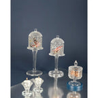 Bonbonnière en verre sur pied avec couvercle 10x33cm AULICA
