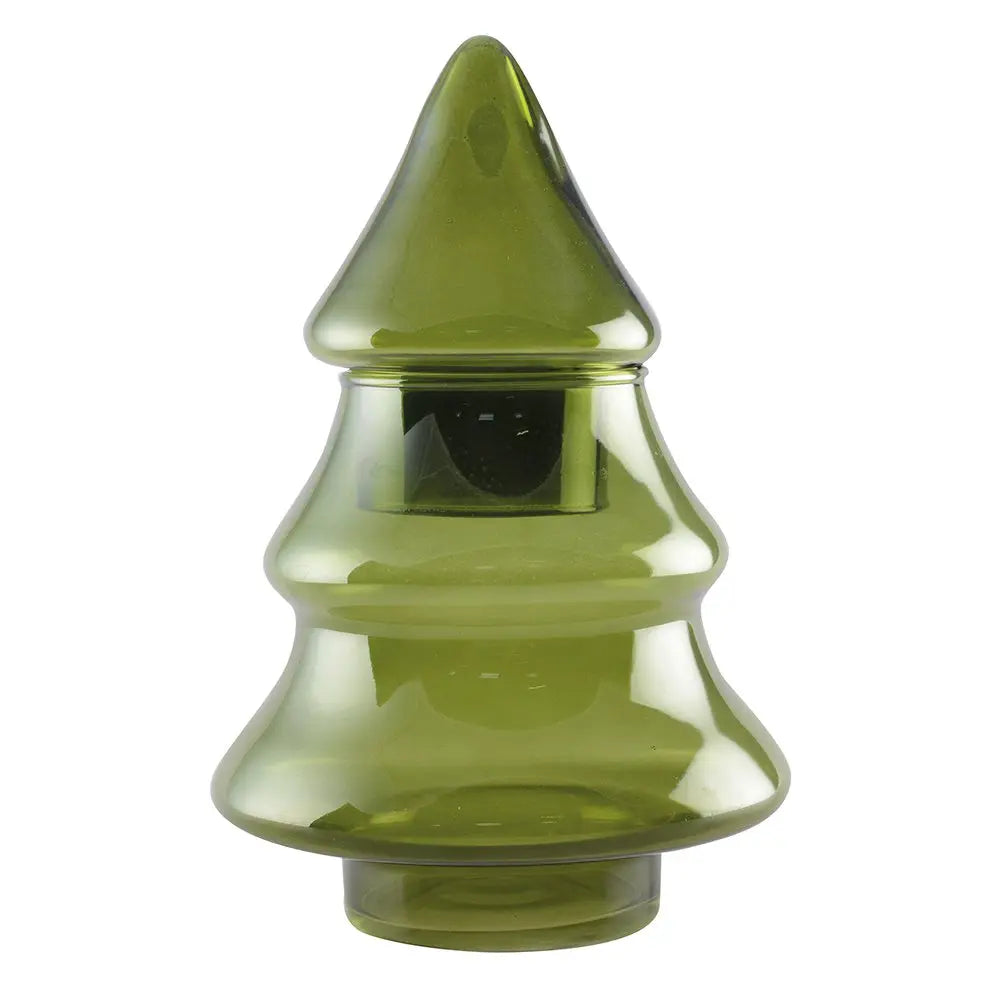 Bonbonnière sapin vert en verre 18x26cm AULICA