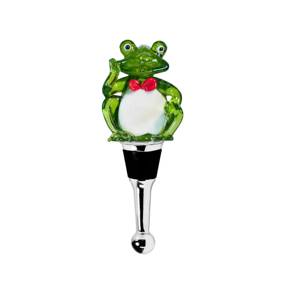 Bouchon de bouteille EDZARD grenouille pour champagne, vin et vin mousseux, hauteur 11 cm, type verre de Murano, fait main EDZARD-SHOP.com