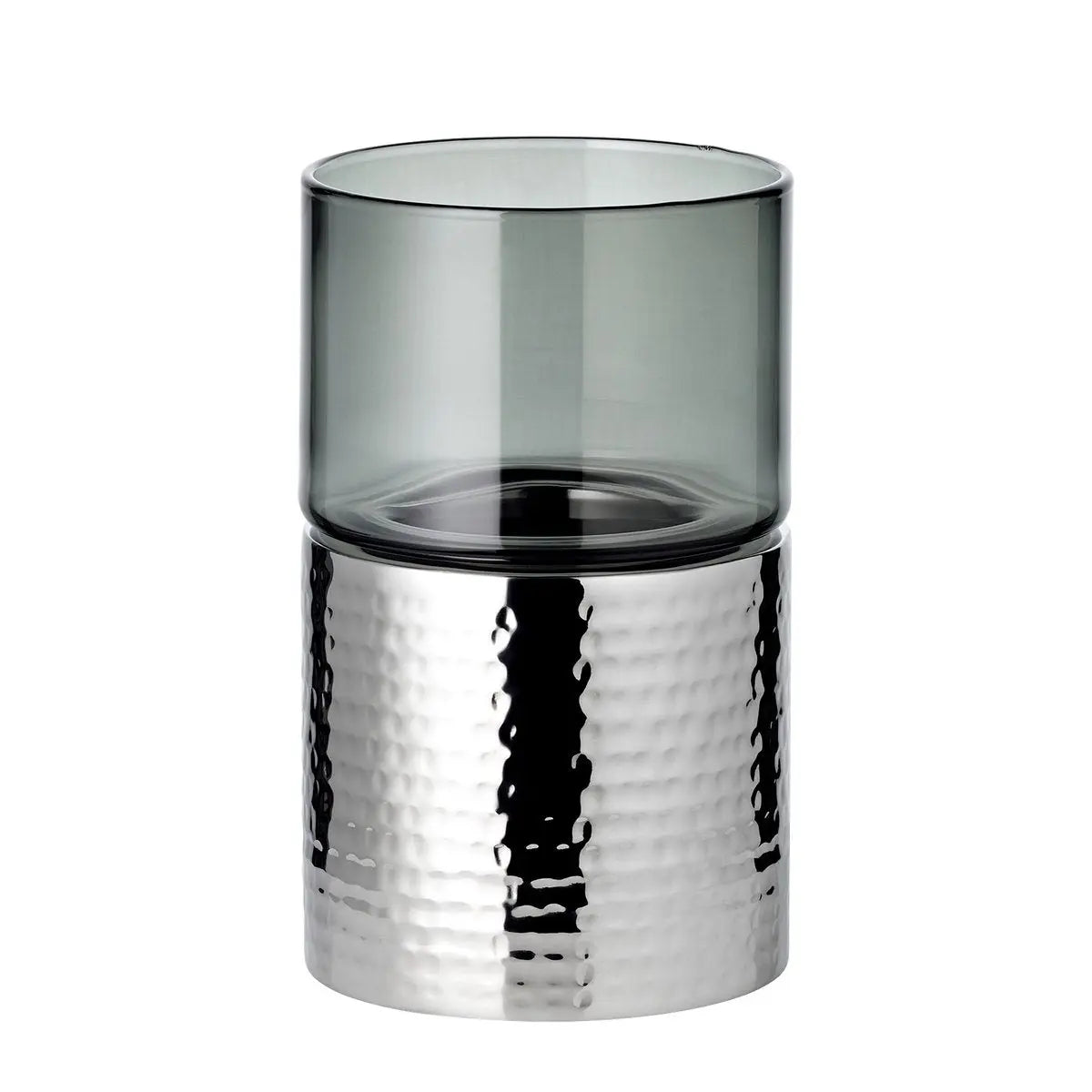Bougeoir Cosmo (hauteur 18 cm), argent, martelé, acier inoxydable, poli EDZARD-SHOP.com