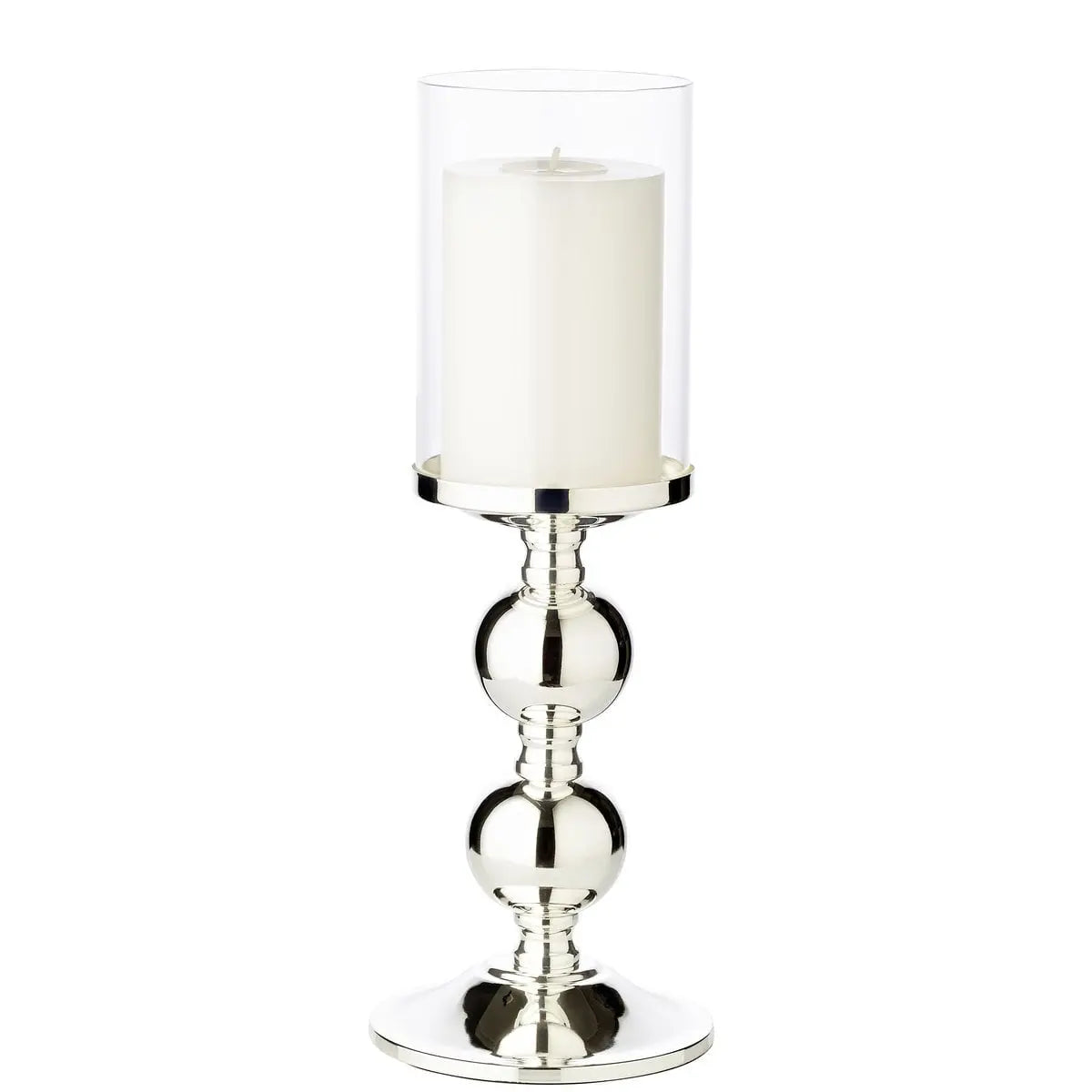 Bougeoir EDZARD bougeoir en bambou, élégant argenté, résistant au ternissement, avec verre, hauteur 35,5 cm EDZARD-SHOP.com