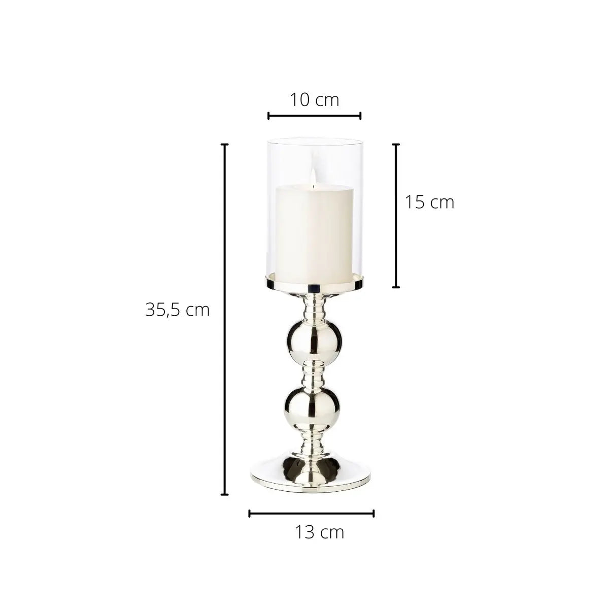 Bougeoir EDZARD bougeoir en bambou, élégant argenté, résistant au ternissement, avec verre, hauteur 35,5 cm EDZARD-SHOP.com