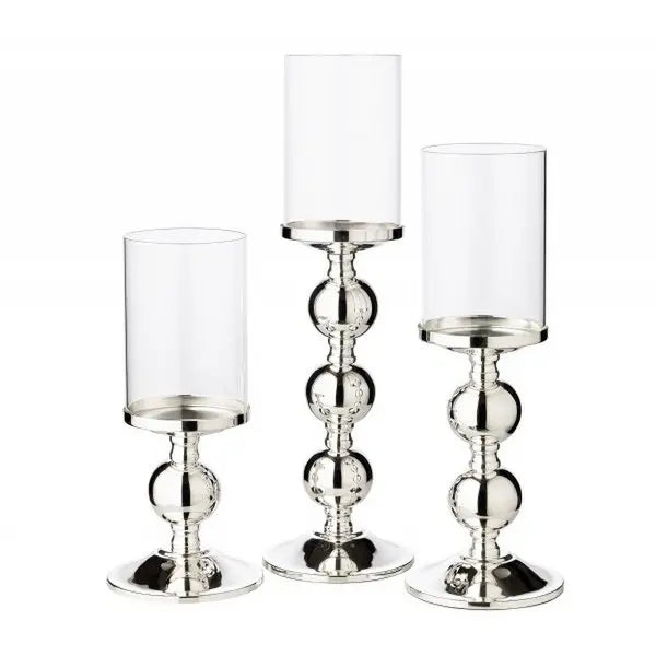 Bougeoir EDZARD bougeoir en bambou, élégant argenté, résistant au ternissement, avec verre, hauteur 35,5 cm EDZARD-SHOP.com