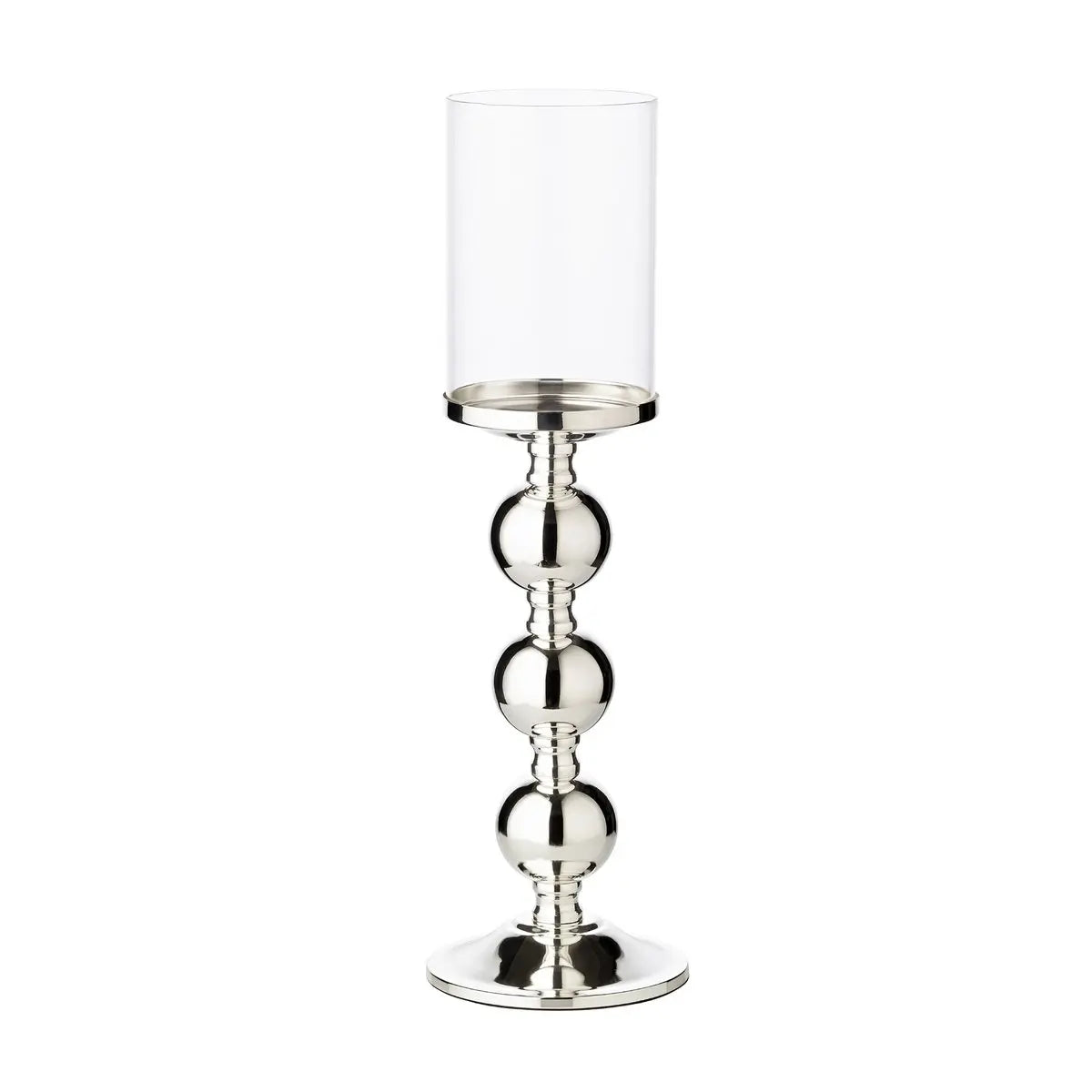 Bougeoir EDZARD bougeoir en bambou, élégant argenté, résistant au ternissement, avec verre, hauteur 43 cm EDZARD-SHOP.com