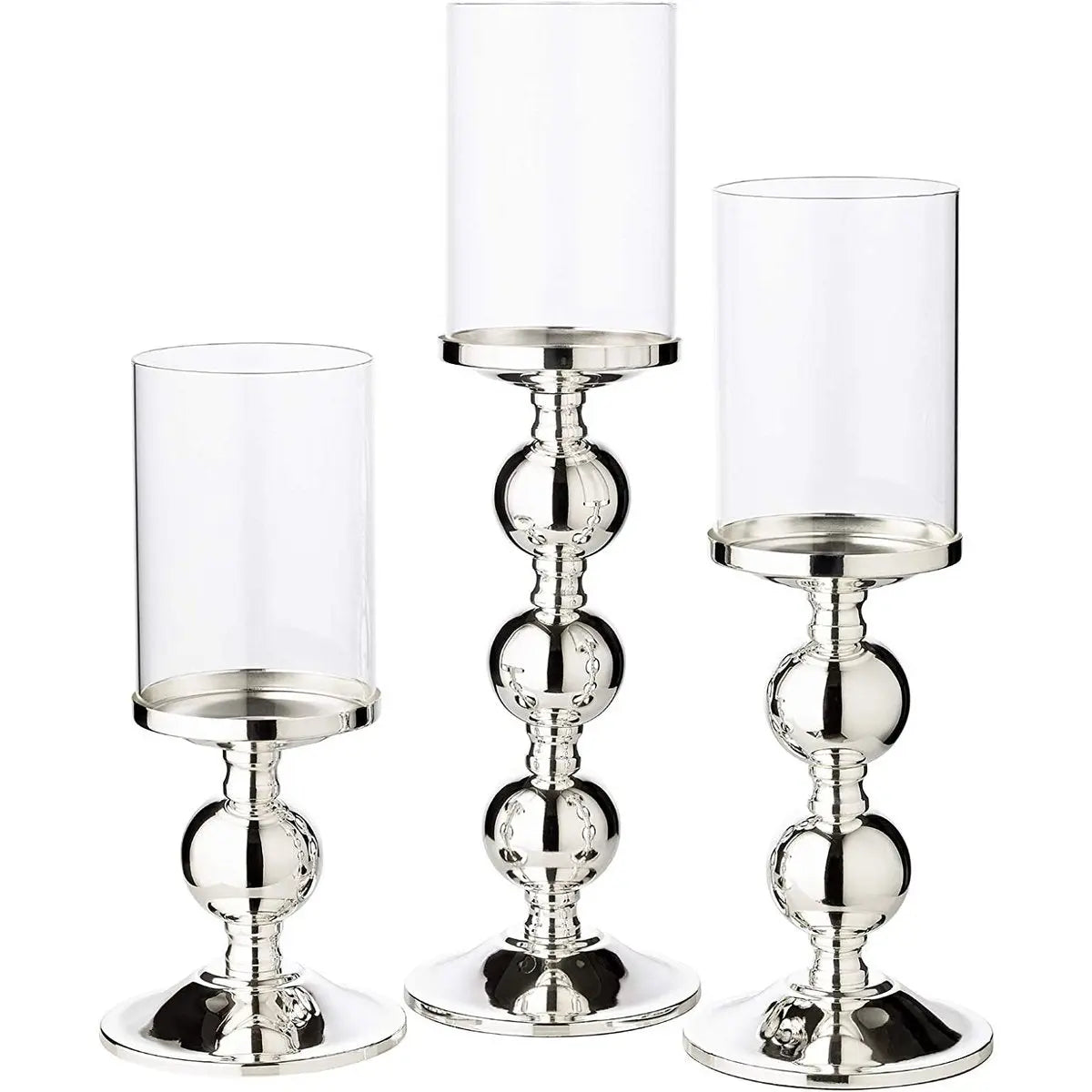 Bougeoir EDZARD bougeoir en bambou, élégant argenté, résistant au ternissement, avec verre, hauteur 43 cm EDZARD-SHOP.com
