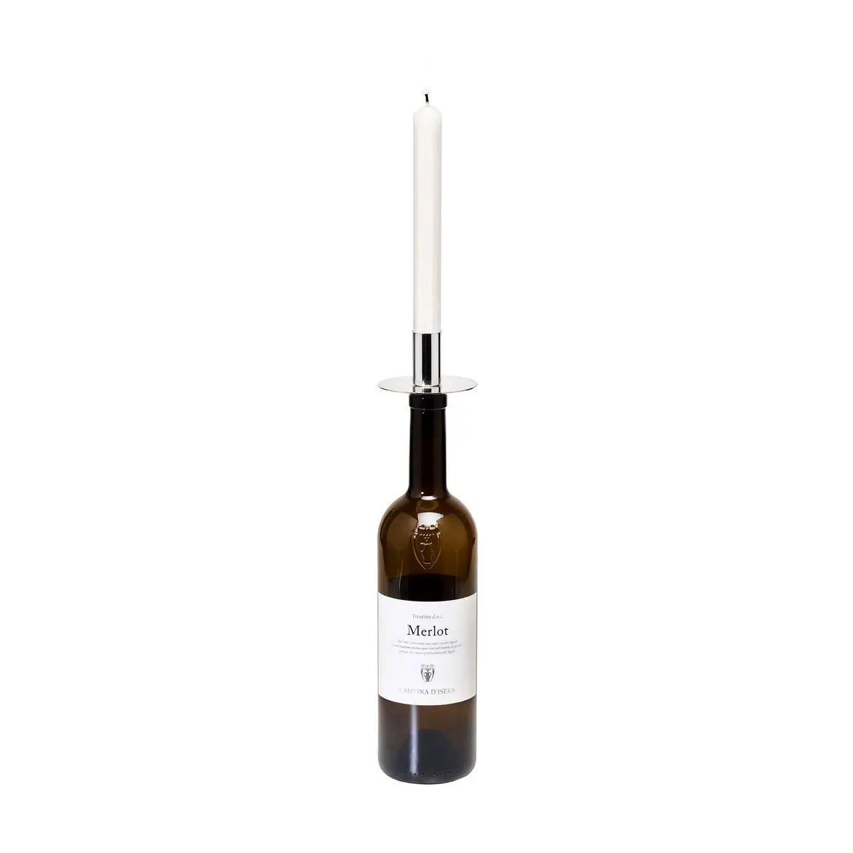 Bougeoir EDZARD dessus de bouteille, acier inoxydable nickelé brillant, hauteur 8 cm EDZARD-SHOP.com