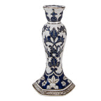 Bougeoir Ø 11x21 cm Blanc Bleu Porcelaine Clayre & Eef.