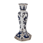 Bougeoir Ø 11x21 cm Blanc Bleu Porcelaine Clayre & Eef.