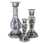 Bougeoir Ø 11x21 cm Blanc Bleu Porcelaine Clayre & Eef.