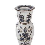 Bougeoir Ø 15x28 cm Blanc Bleu Porcelaine Clayre & Eef.