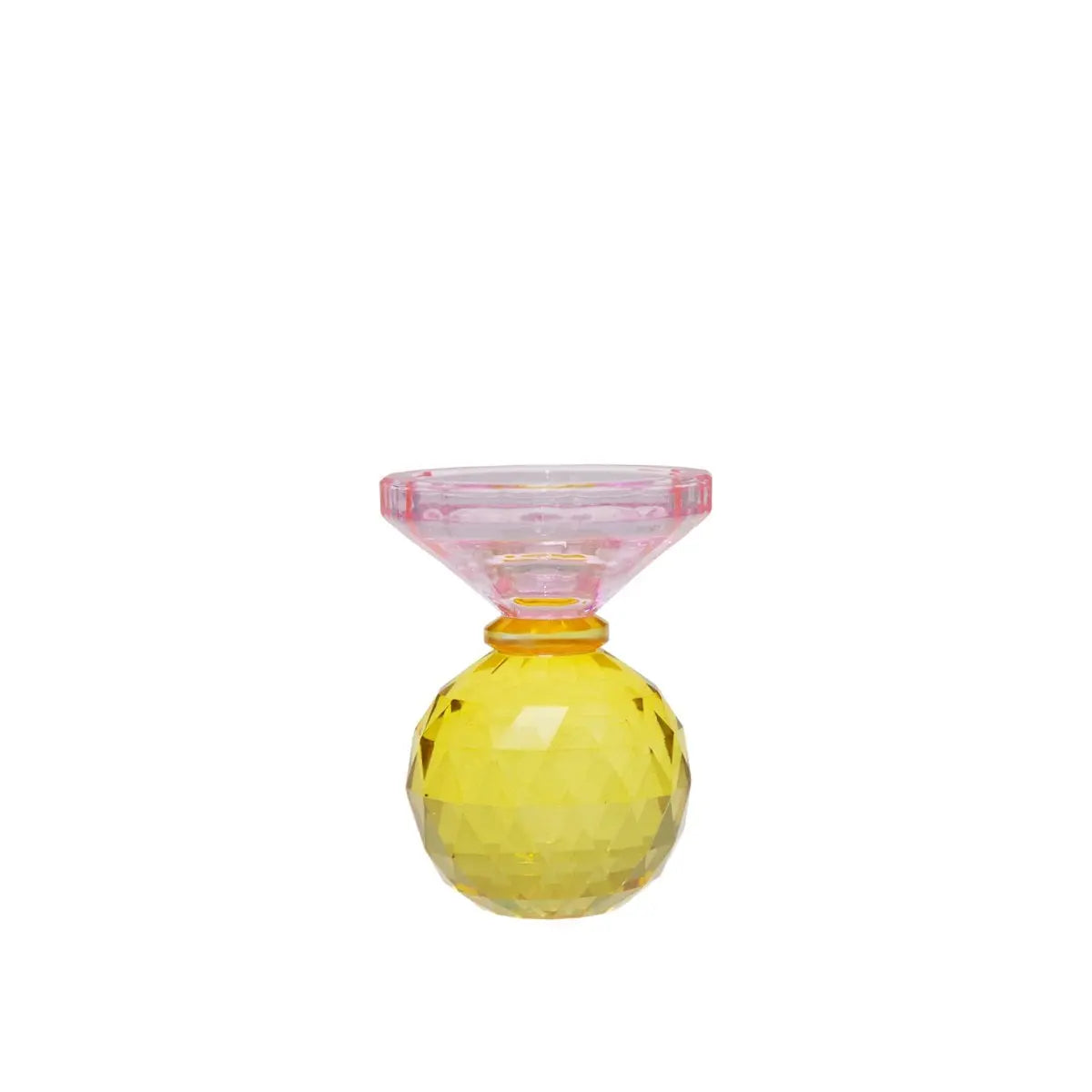 Bougeoir ambre et rose h10cm AULICA