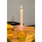 Bougeoir ambre et rose h10cm AULICA