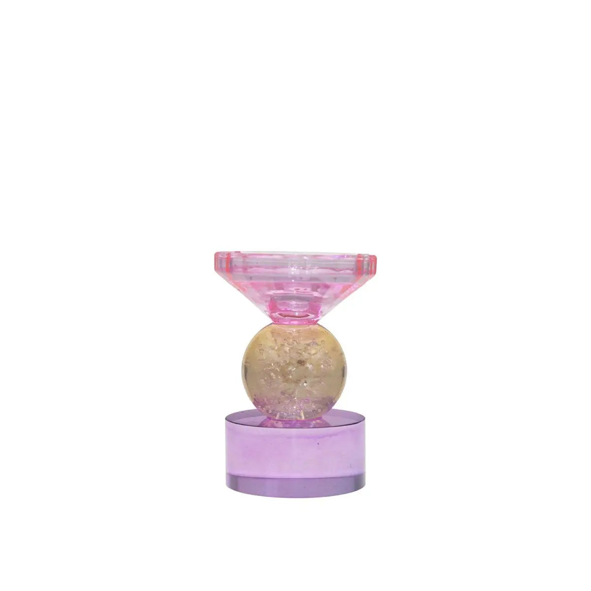Bougeoir ambre et violet h14cm AULICA