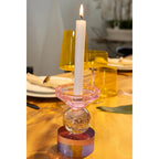 Bougeoir ambre et violet h14cm AULICA