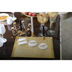 Bougeoir doré mat rond support marbre h.17 cm AULICA