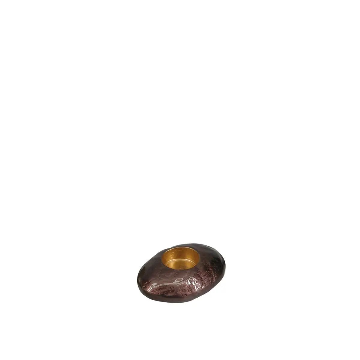 Bougeoir marron en aluminium 11.5x8.5x4cm AULICA