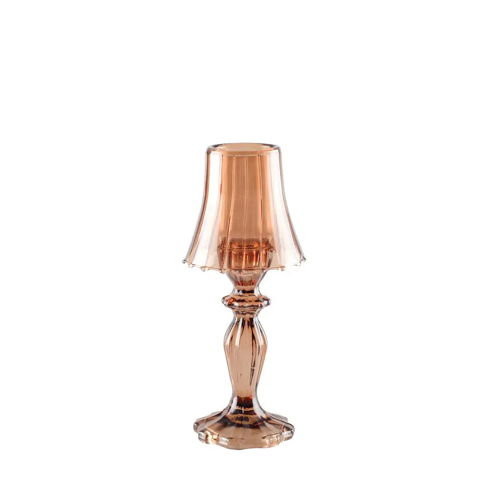 Bougeoir marron sur pied en verre 10x10x24.5cm AULICA