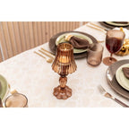 Bougeoir marron sur pied en verre 10x10x24.5cm AULICA