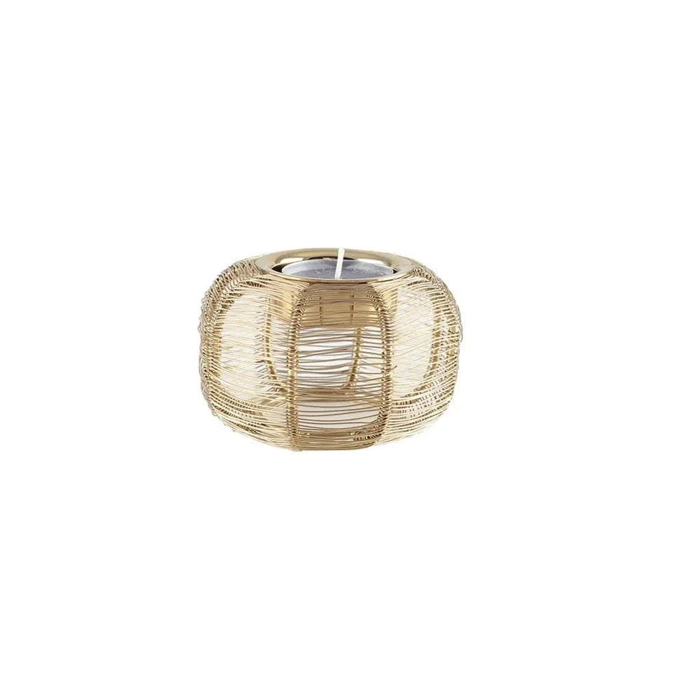 Bougeoir rond fil doré 9x9x5cm AULICA