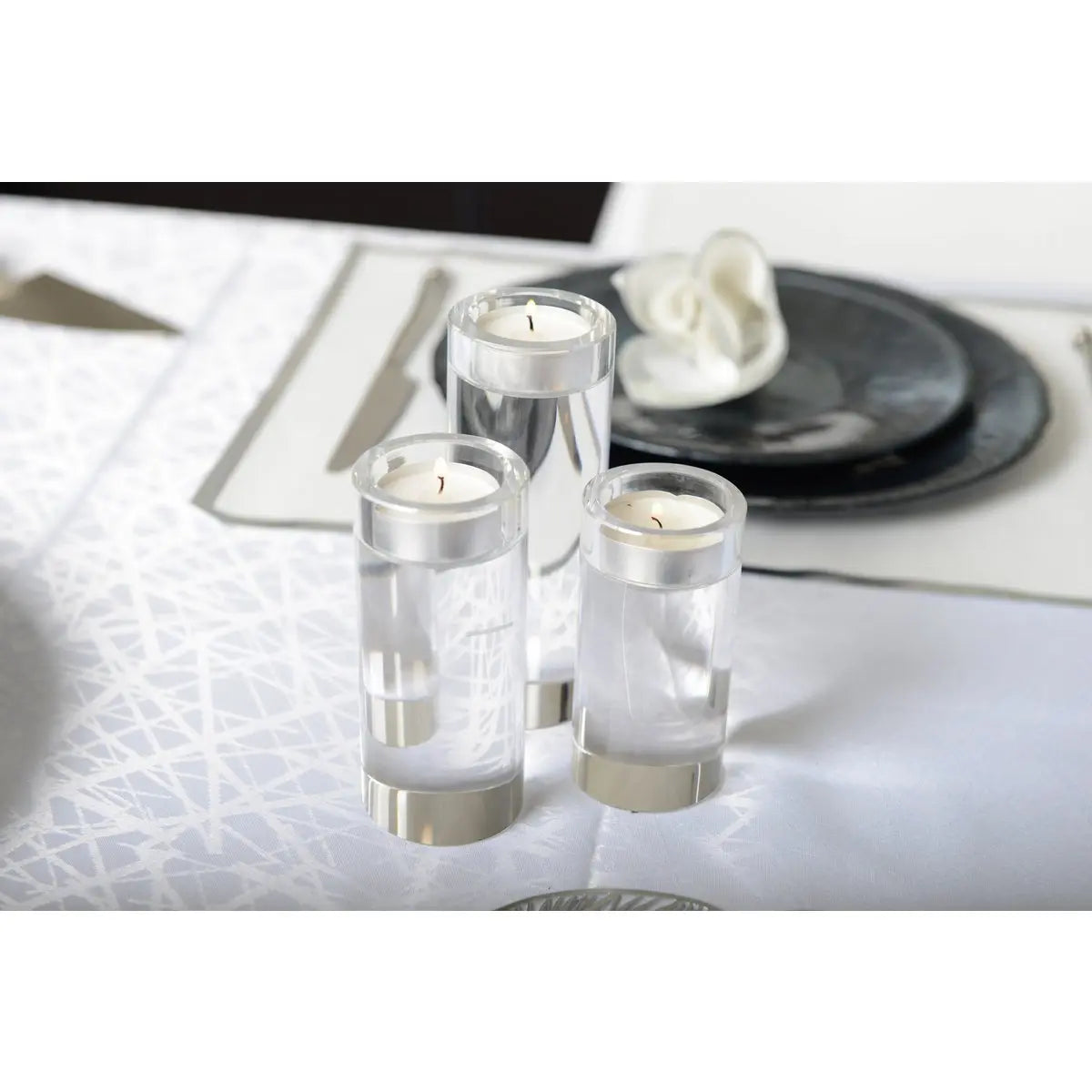 Bougeoir rond haut en verre 12 cm AULICA