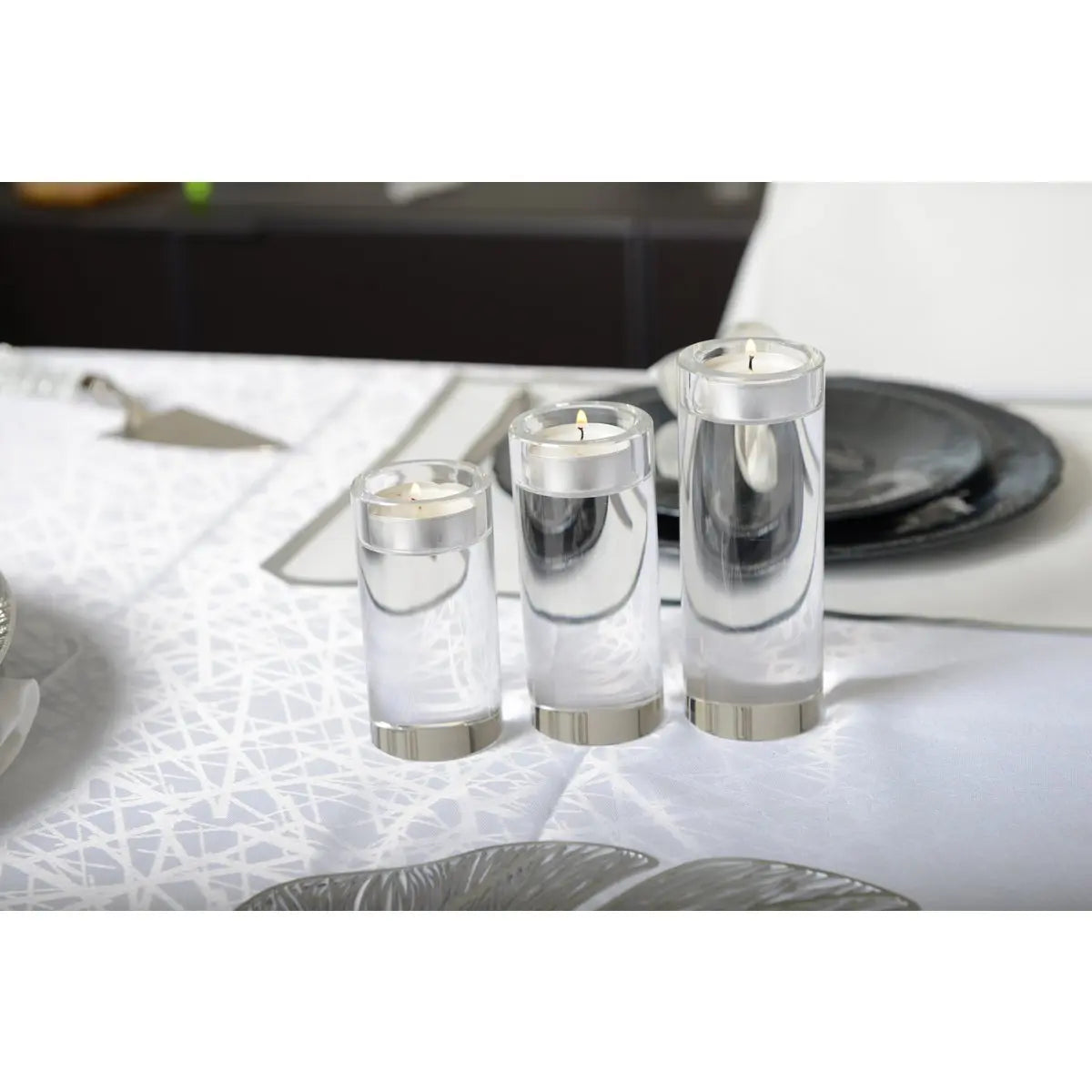 Bougeoir rond haut en verre 12 cm AULICA