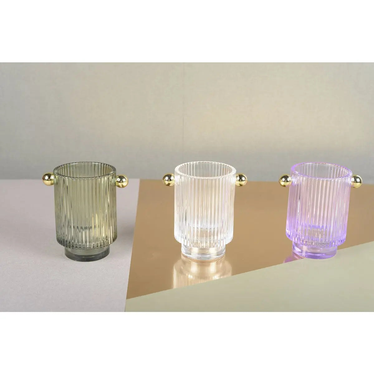 Bougeoirs 3 couleurs 8.8x12.5x13cm - lot de 3 AULICA