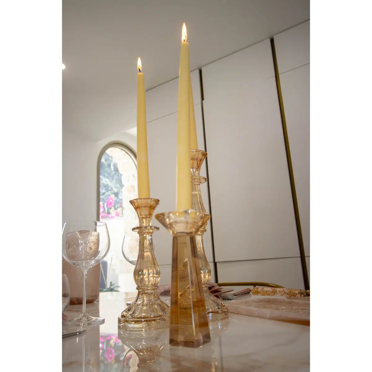 Bougeoirs ambres h16cm - lot de 2 AULICA