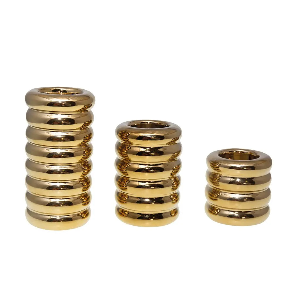 Bougeoirs dorés en céramique - lot de 3 AULICA
