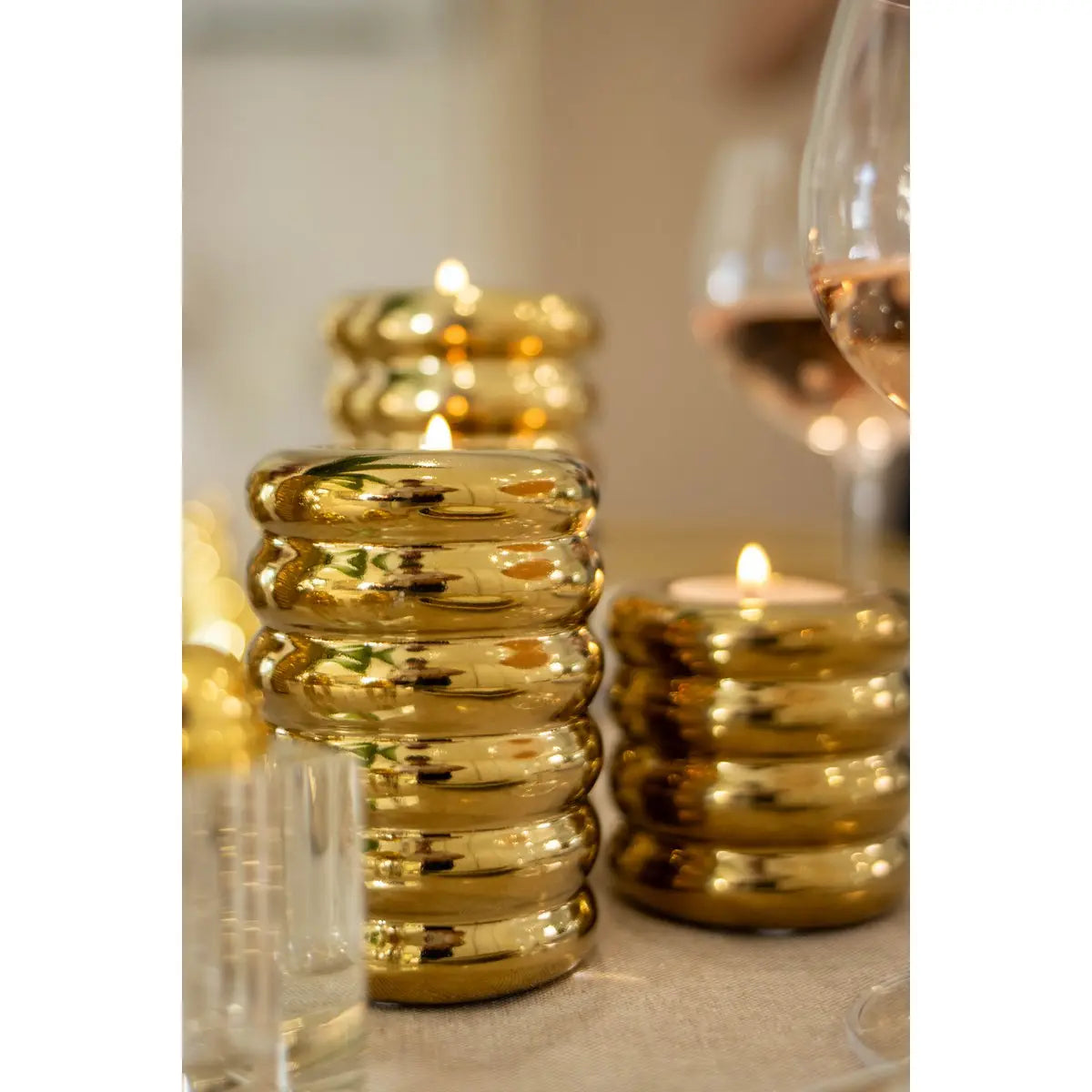 Bougeoirs dorés en céramique - lot de 3 AULICA