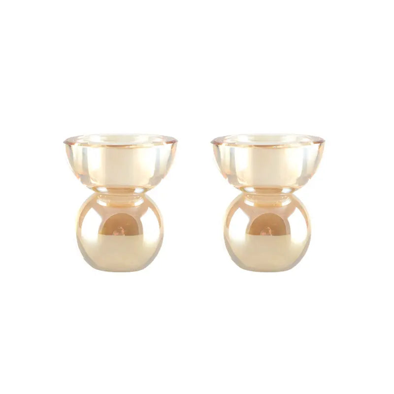 Bougeoirs en cristal ambre 7.5x7.5x8.5cm - lot de 2 AULICA